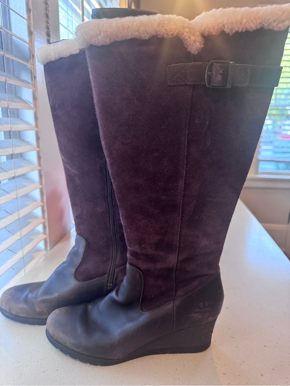 UGG Mischa Waterproof Tall Wedge Boots – Brown – Size USA 10
